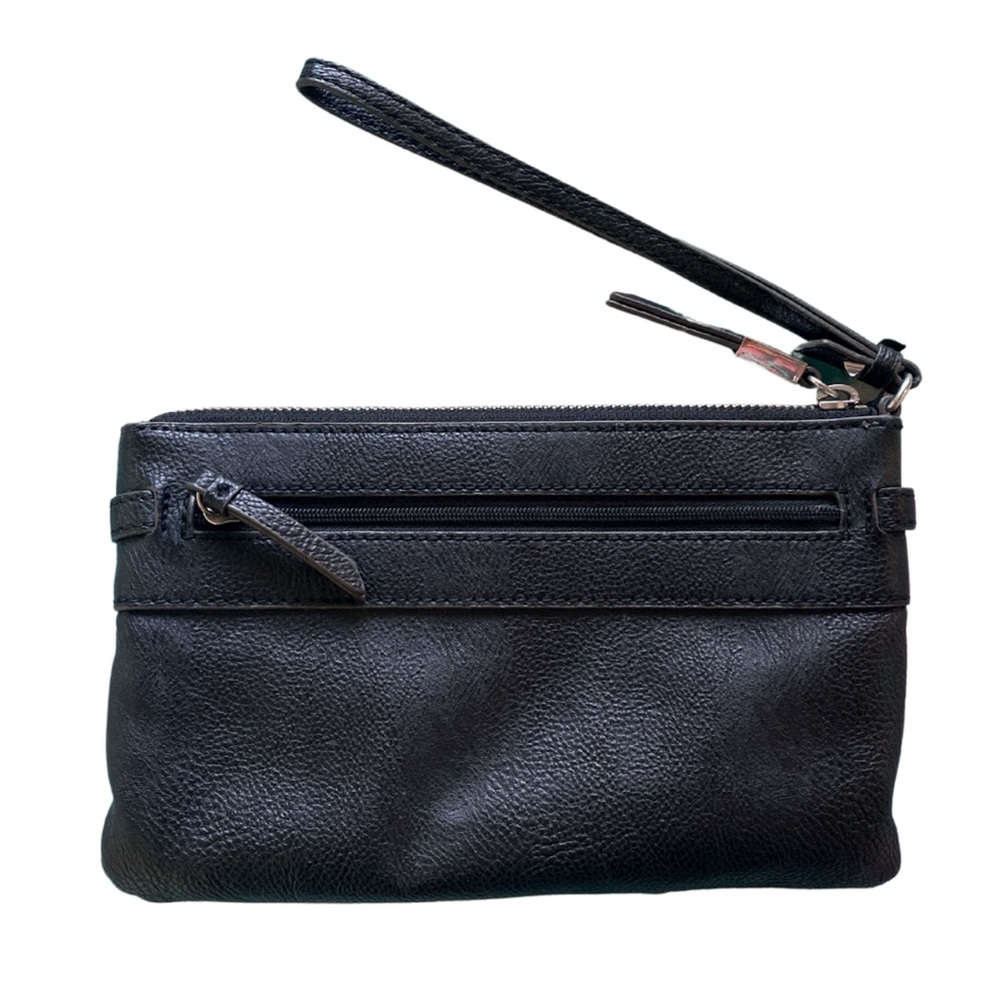 Simply Vera Vera Wang | Black Leather Handbag Wristlet w/ Silver Metal - Picture 2 of 5